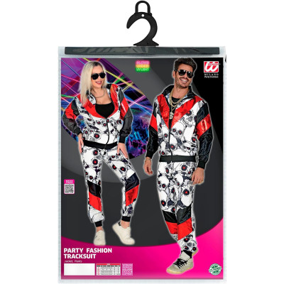 Bold and Edgy: Black and Red Skull Print Tracksuit for Adults