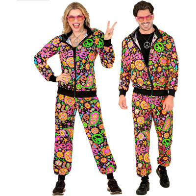 Groovy Vibes: Vibrant Multicolored Hippie Tracksuit for Adults