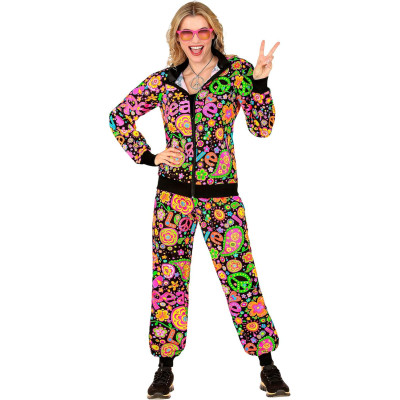 Groovy Vibes: Vibrant Multicolored Hippie Tracksuit for Adults
