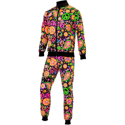 Groovy Vibes: Vibrant Multicolored Hippie Tracksuit for Adults