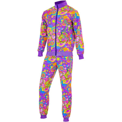 Vibrant Flower Power: Retro Hippie Tracksuit for Adults
