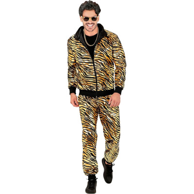 Stylish Tiger Print Gold Tracksuit for Adults - Ideal for Carnival Celebrations