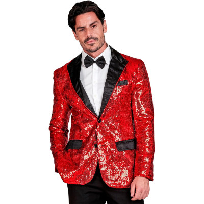 Turn Heads with Our Dazzling Men's Red Sequin Jacket!