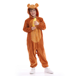 Monkey Costume for Kids – Animal Jumpsuit with Hood