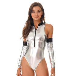 Silver bodysuit for women