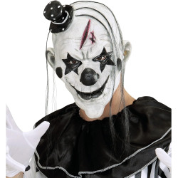 Terrifying Killer Clown Mask with Hair & Mini Hat for Ultimate Scares
