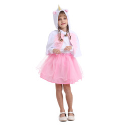 Unicorn Costume for Girls with Hooded Cape and Skirt