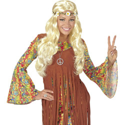 Enchanting Blonde Hippie Wig with Daisy Headband – Perfect for Medieval Vibes!