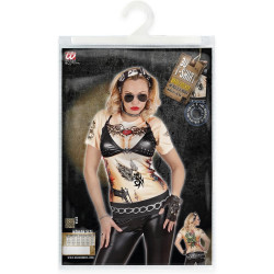 Edgy Rocker/Biker Women's T-Shirt with Bold Tattoo Design