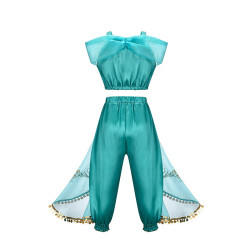 Enchanting Blue-Gold Princess Costume for Girls: Shines Like Royalty!