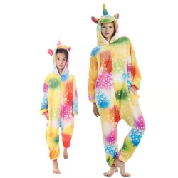 Colorful Unicorn Costume for Kids and Adults – Hooded Jumpsuit