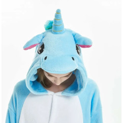 Blue Unicorn Costume for Kids and Adults – Hooded Jumpsuit