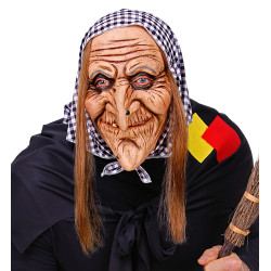 Witch mask with hair and scarf