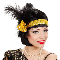 Leather Sparkling Headband with Feathers