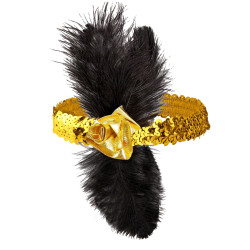 Leather Sparkling Headband with Feathers
