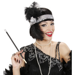 Hõbedane sädelev peapael sulgedega