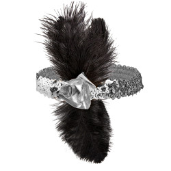 Silver Sparkling Headband with Feathers
