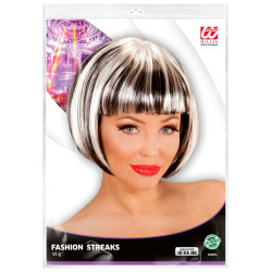 Black and White Wig with Streaks