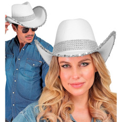 White Cowboy Hat with Glitter