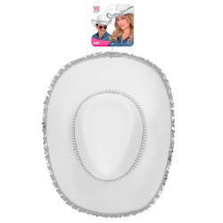 Valge kauboimüts sädelevate kaunistustega