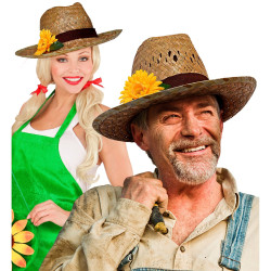 Straw Hat with Sunflower