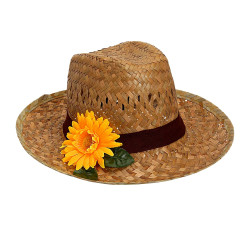 Straw Hat with Sunflower