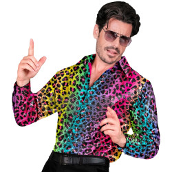 Men's Glittery Leopard Print Party Shirts