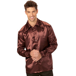 70-ndate diskoteekide pruunid satiinist särgid meestele