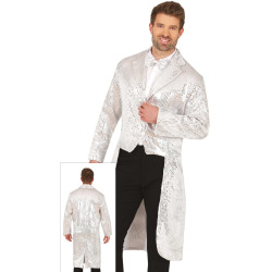 Frakk täiskasvanutele sädelevate detailidega (hõbedane)