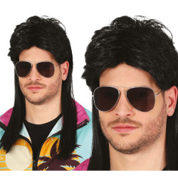 Black 80s Style Wig for Men