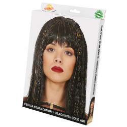 Black Wig with Golden Highlights