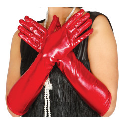 Red Metallic Gloves, 44 cm