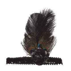 Black Glittery Headband with Feathers