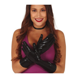 Black Metallic Gloves, 40 cm