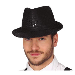 Black Glitter Gangster Hat