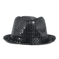 Black Glitter Gangster Hat