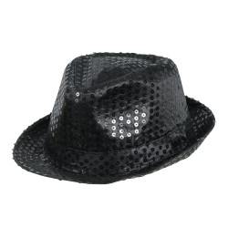 Black Glitter Gangster Hat