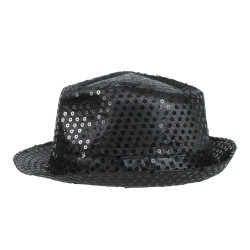 Black Glitter Gangster Hat
