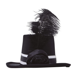 Black Mini Hat with Feathers