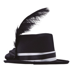Black Mini Hat with Feathers