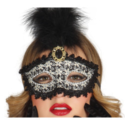 Black Mask with Feather